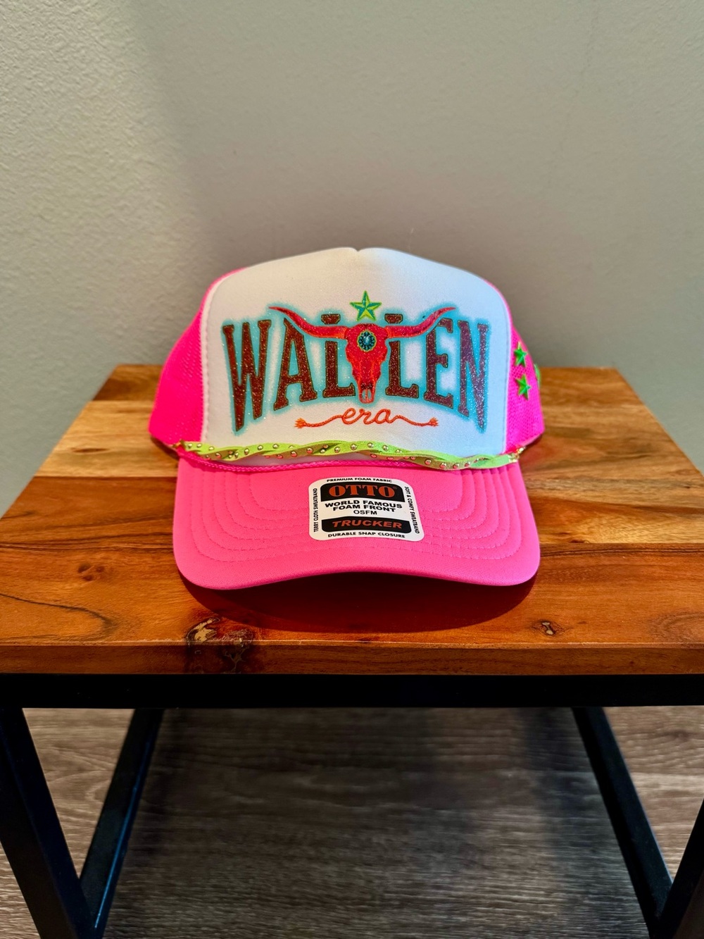 Custom Otto Morgan Wallen "Wallen Era" hot pink and white trucker hat